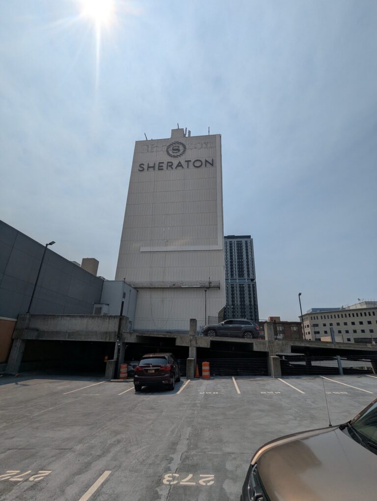 Sheraton high-rise building sign