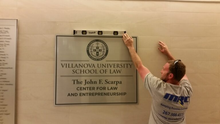 Villanova University School of Law plaque installation